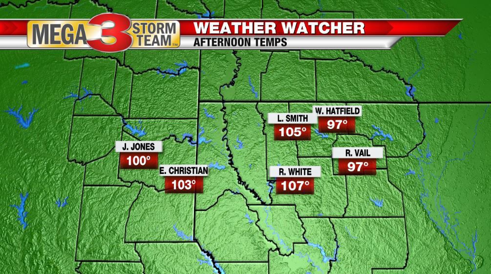 Central ArkLaTex Weather Watcher High Temps